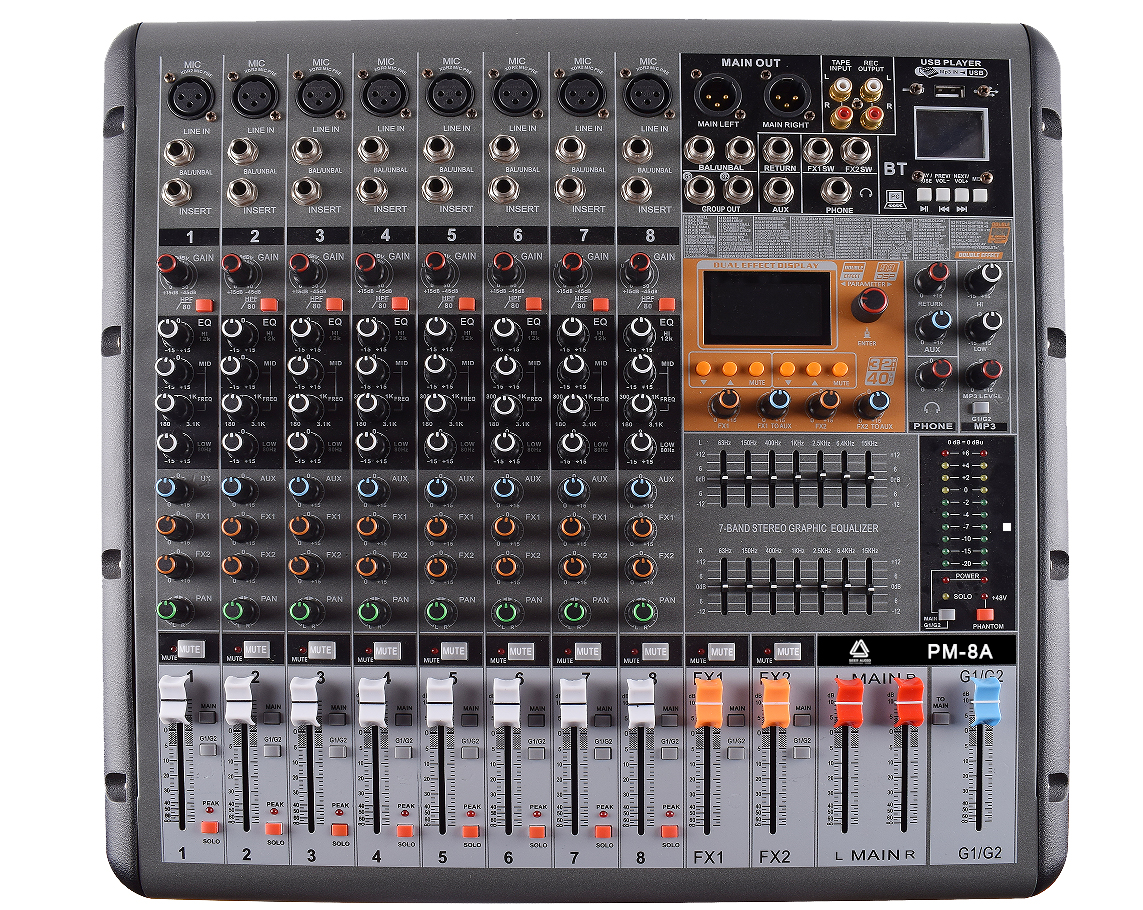 PM-8A Active Mixer for Stage Amplifier 