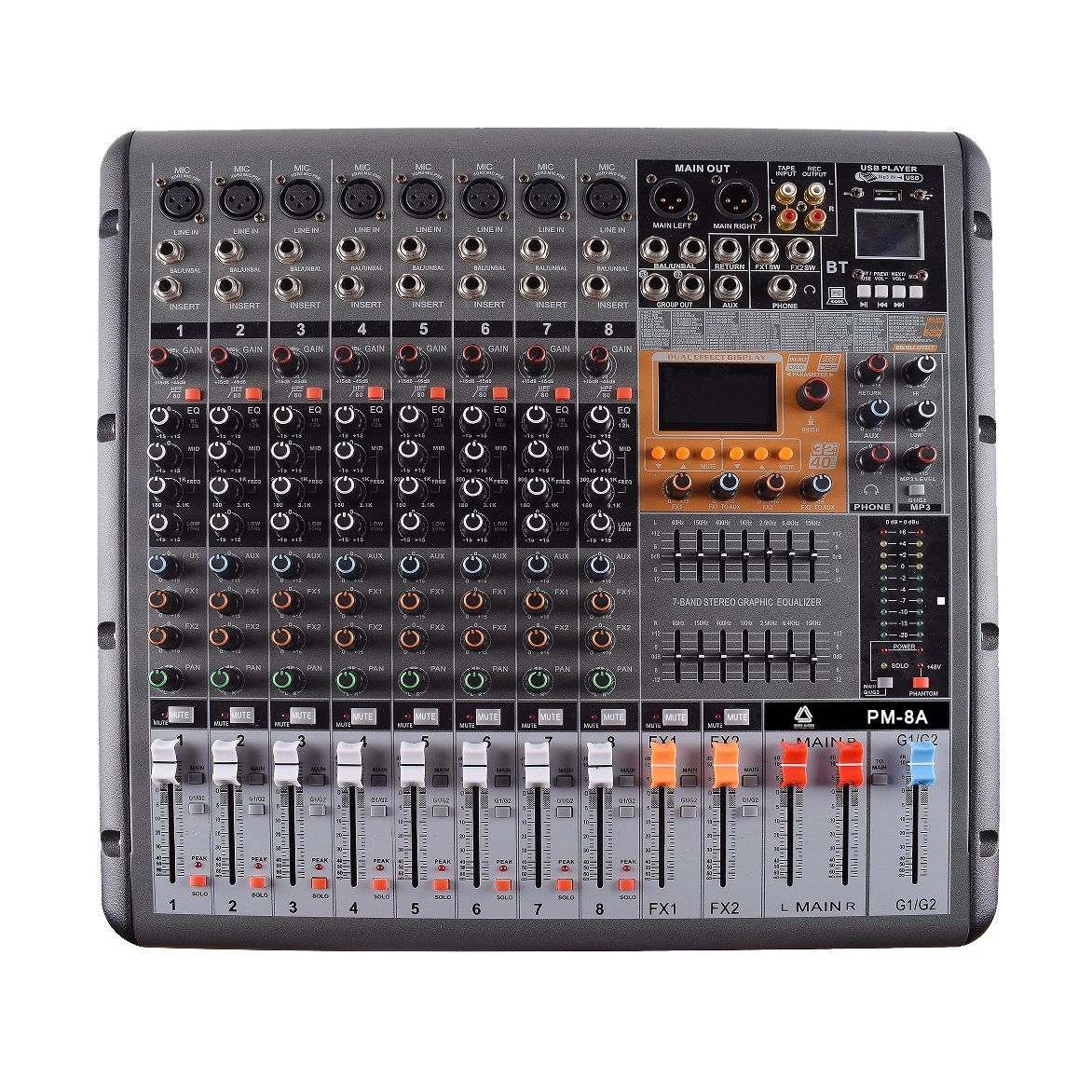 PM-8A Active Mixer for Stage Amplifier 